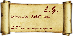 Lukovits Györgyi névjegykártya